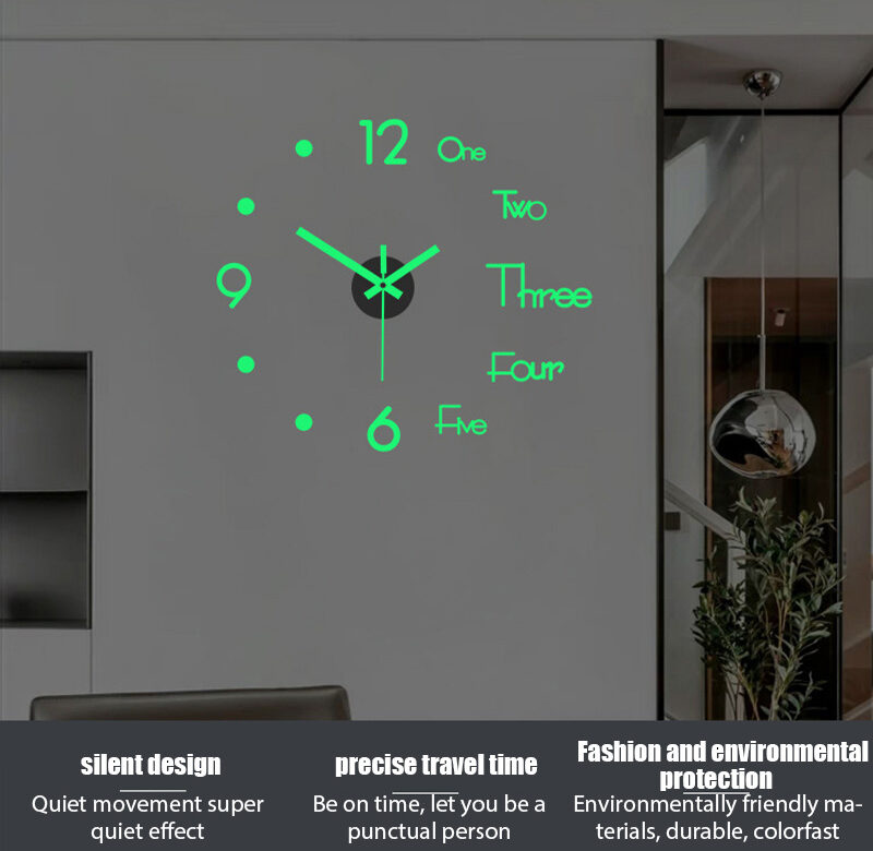 Kreativní bezrámové 3D světelné nástěnné hodiny Tiché DIY Digitální hodiny Nálepky na stěnu Hodiny pro domácí obývací pokoj Nástěnná dekorace do kanceláře