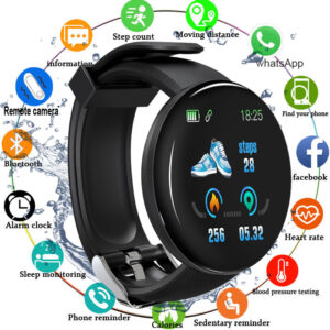 D18 Smart Watch Muži Ženy Chytré hodinky Krevní tlak Vodotěsné Digitální hodinky Sportovní Fitness Tracker Hodinky pro pásek Apple Watch