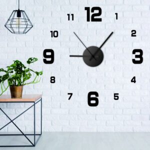 DIY nástěnné hodiny 40cm/16“ bezrámové moderní 3D nástěnné hodiny zrcadlové samolepicí hodiny pro domácí kancelář Hotel restaurace Školní dekorace