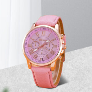 Double-Layer Pink Fashion Literal Simple Belt Watch Unisex Quartz Watch Lehký luxus pro obchodní ženu
