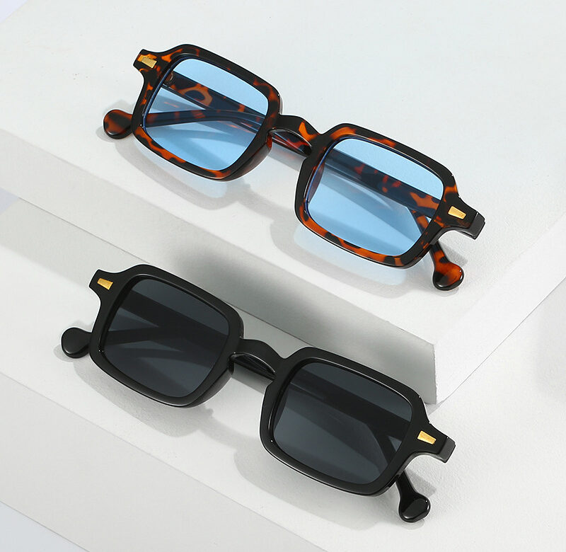 Emosnia Fashion hranaté sluneční brýle Dámské Nové Retro Nýty Dekorace Gradient Stínidla UV400 Muži Sluneční brýle Leopardí modré