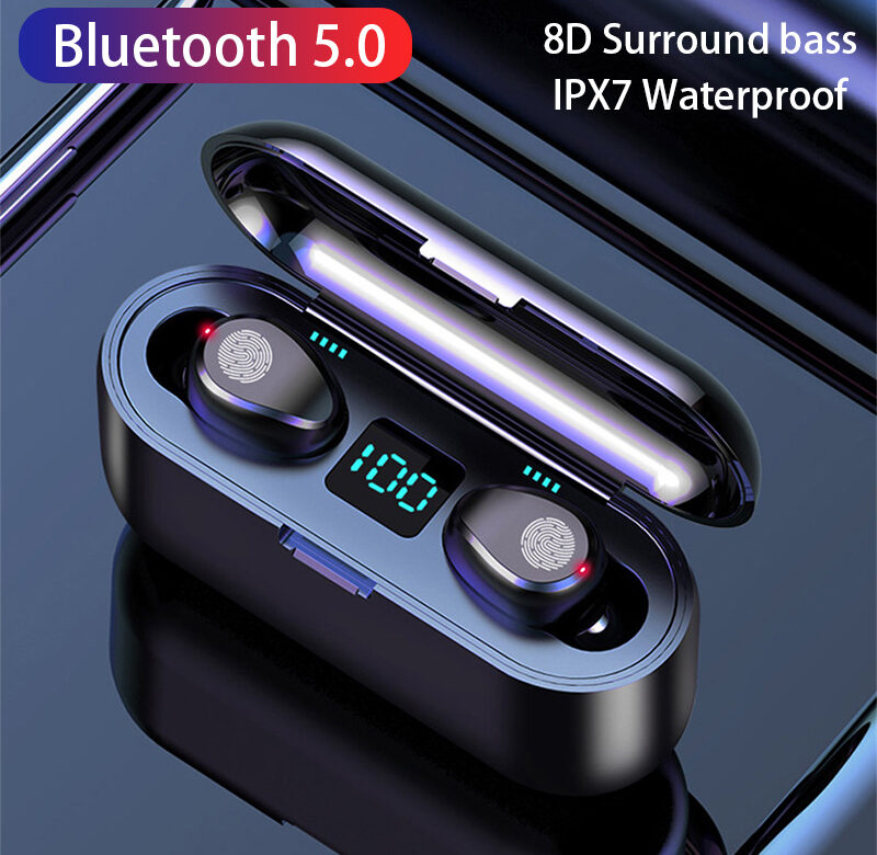 F9 Wireless Headphones Tws Bluetooth Earphones 5.0 Handfree 9D Stereo Sports Wireless Earbuds Waterproof Noise Reduction Headset