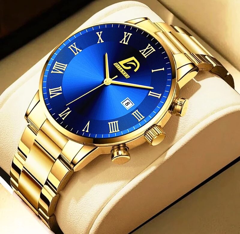 Módní pánské zlaté hodinky z nerezové oceli Luxusní minimalistické náramkové hodinky Quartz Pánské hodinky pro volný čas