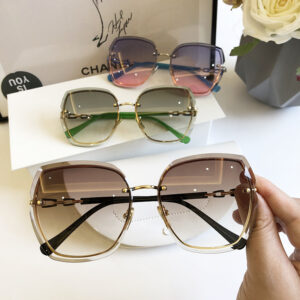 Módní čtvercové sluneční brýle bez obrouček pro ženy Značka Designer Sluneční brýle Vintage odstíny Dámské růžové brýle Gafas De Sol