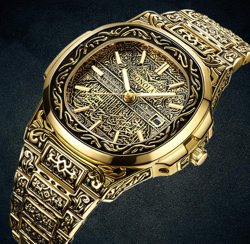 Módní quartz hodinky pánské Značka ONOLA luxusní Retro zlaté hodinky z nerezové oceli pánské zlaté pánské hodinky reloj hombre