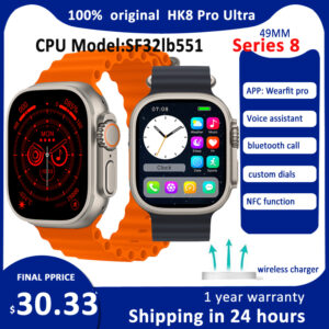 HK8 Pro Ultra Smart Watch pro muže 2,12 palcový HD displej 49mm řemínek zámky Real Screw Bluetooth Call Series 8 NFC bezdrátové nabíjení