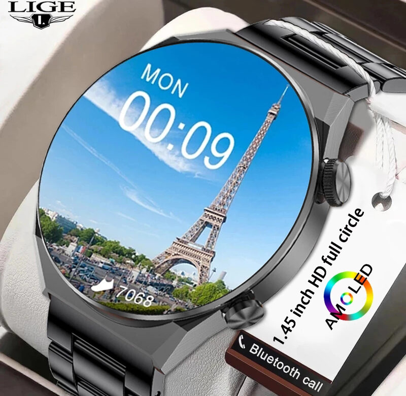 Chytré hodinky LIGE Business 454*454 s HD obrazovkou pro muže Bezdrátová nabíječka NFC Vodotěsné chytré hodinky Hodiny pro hovory pro Android IOS 2022