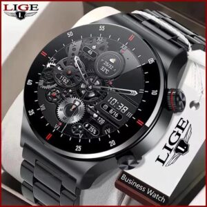 LIGE ECG+PPG Bluetooth Call Smart Watch Men 2022 Sportovní náramek NFC Vodotěsný ciferník hodinek pro muže SmartWatch pro IOS Android
