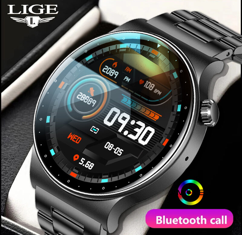LIGE GPS Sports Track Nové chytré hodinky Pánský fitness náramek Vodotěsný Bluetooth hovor Hodiny Hlasový asistent pro muže Chytré hodinky pro muže Ženy