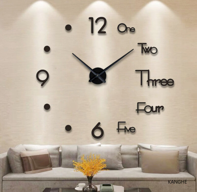 Velké 3D nástěnné hodiny Luminous Klasické nástěnné hodiny DIY Digitální nástěnné hodiny Nálepky Tiché hodiny pro domácí stolek do obývacího pokoje