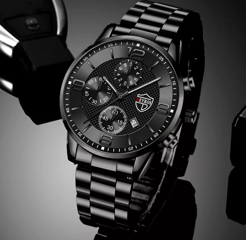Luxusní pánské sportovní ležérní hodinky pro muže móda kalendář z nerezové oceli křemenné náramkové hodinky mužské datum kožené svítící hodiny