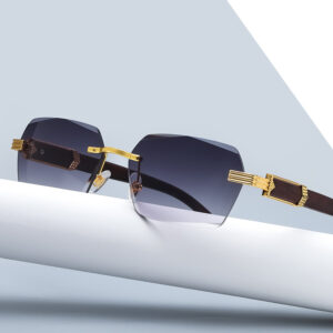 Luxusní čtvercové sluneční brýle bez obrouček Muž Značka Návrhář Bezrámové přechodové sluneční brýle Žena Móda Vintage Dřevěné Oculos De Sol