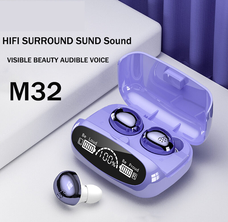 Bezdrátová náhlavní souprava Bluetooth M32 s dvojitým uchem Digitální displej s velkým dotykovým potlačením šumu s nízkým zpožděním TWS Bluetooth náhlavní souprava