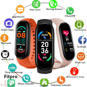 M6 Smart Watch Muži Ženy Fitness Sport Smart Band Verze Fitpro Bluetooth Hudba Srdeční frekvence Pořizování snímků Chytré hodinky pro Xiaomi