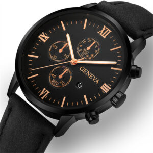 Pánská móda Business Quartz hodinky Módní Falešný tříoký šestipinový kalendář Pánské hodinky Kožený pásek Pánské hodinky