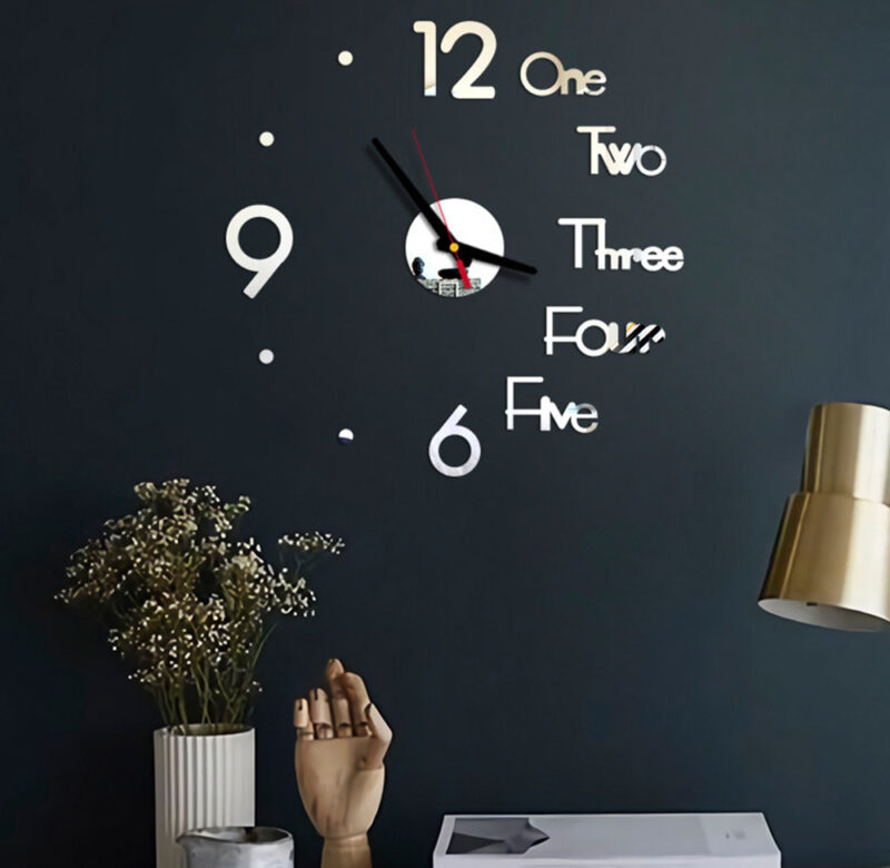Mini domácí 3D nástěnné hodiny DIY akrylové zrcadlové samolepky Kreativní domácí dekorace obývací pokoj křemenná jehla samolepicí nástěnné hodiny