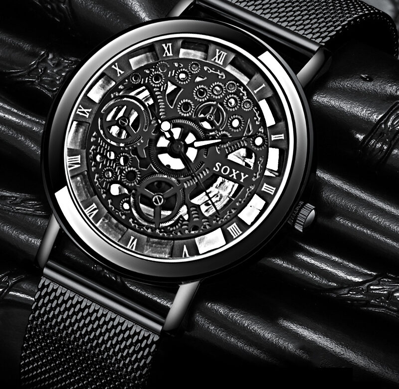 NOVÉ Pánské hodinky Skeleton Top značka Luxusní Business Hodinky Pánské Nerezová ocel Pásek Auto Date Relogio Masculino Saat