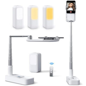Nový držák na přenosný telefon pro chytrý telefon Výsuvný stojan pro bezdrátové živé vysílání Stmívatelné selfie LED výplňové světlo pro video