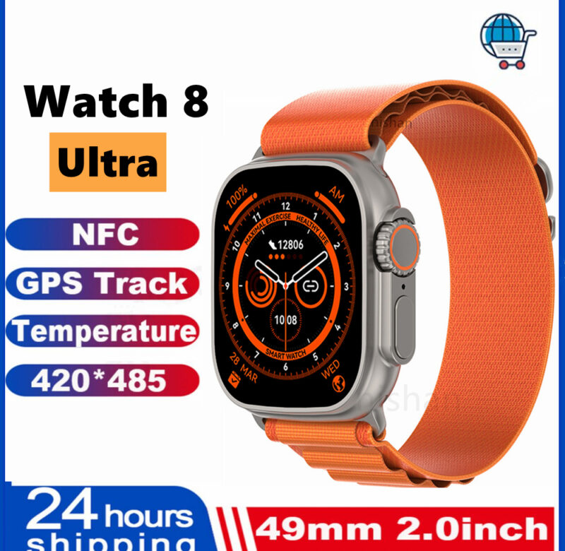 Nové chytré hodinky Ultra 8 NFC GPS Track 49mm Muži Dámské Chytré hodinky řady 8 Teploměr BluetoothCall Vodotěsné sportovní pro Apple