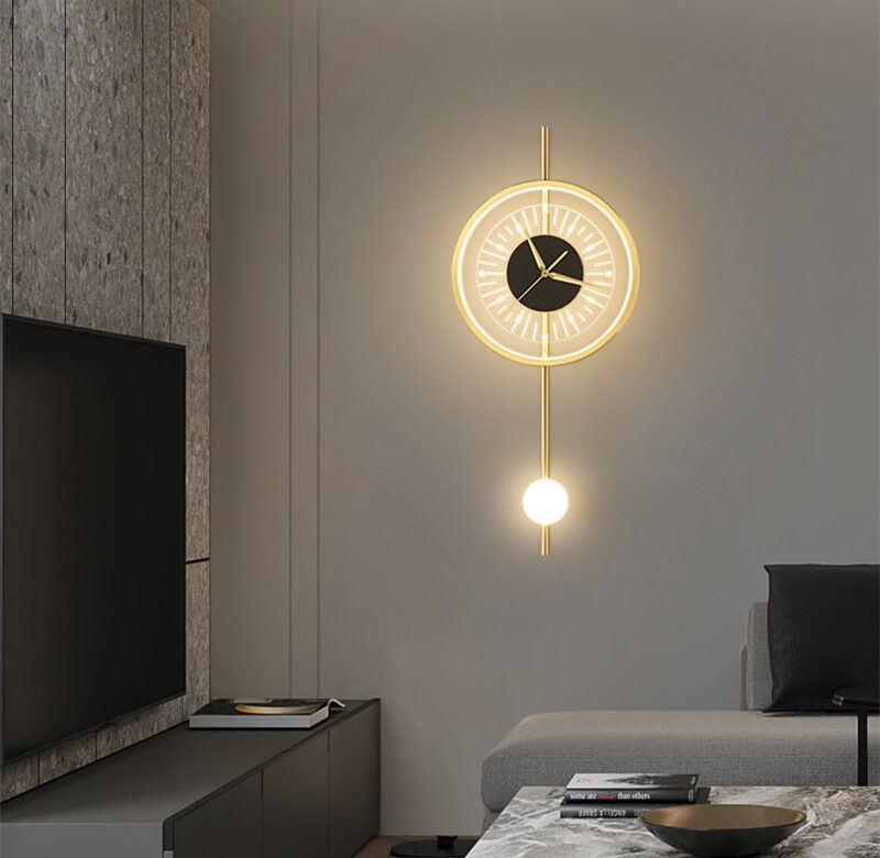 Nordic New Style Personalizované hodiny Nástěnná lampa Obývací pokoj TV Pozadí Nástěnné Dekorativní Ložnice Jednoduché Moderní Noční Osvětlení