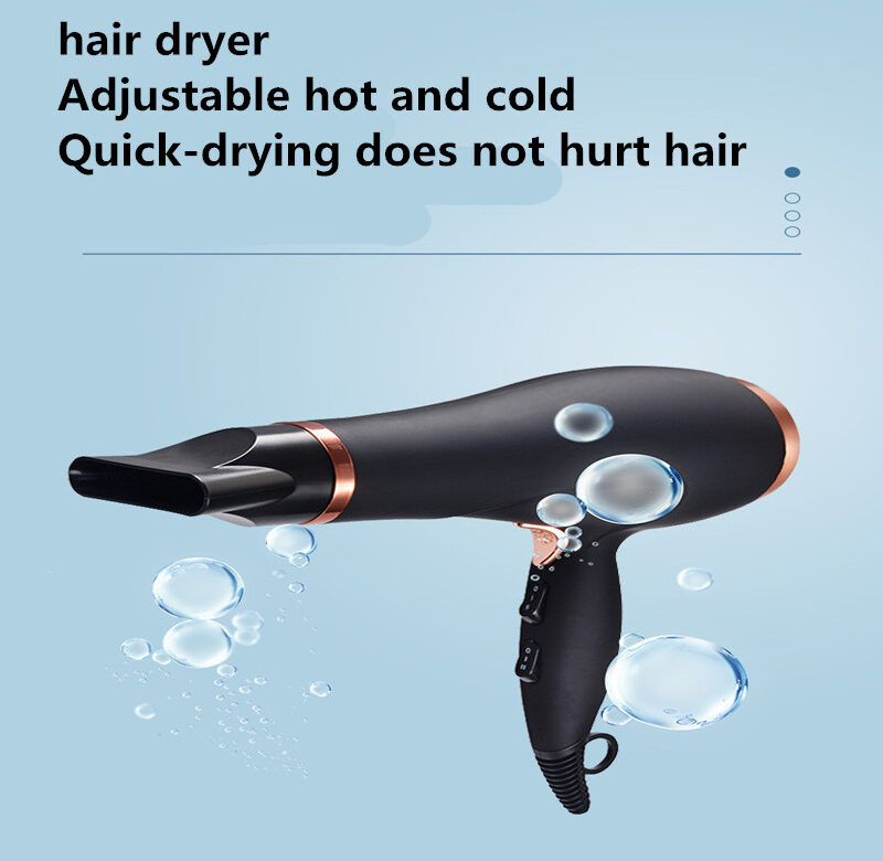 Professional Powerful Hair Dryer Foldable Negative Ion Blow Dryer Hot/Cold Wind Low Noise Home Travel Hair Dryer with Nozzles 45