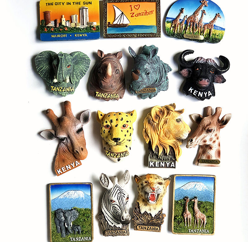 Tanzanie Keňa Jižní Afrika Magnety na ledničku Cestovní kolekce suvenýrů Ornamenty 3D ručně vyráběné bytové dekorace Dárky