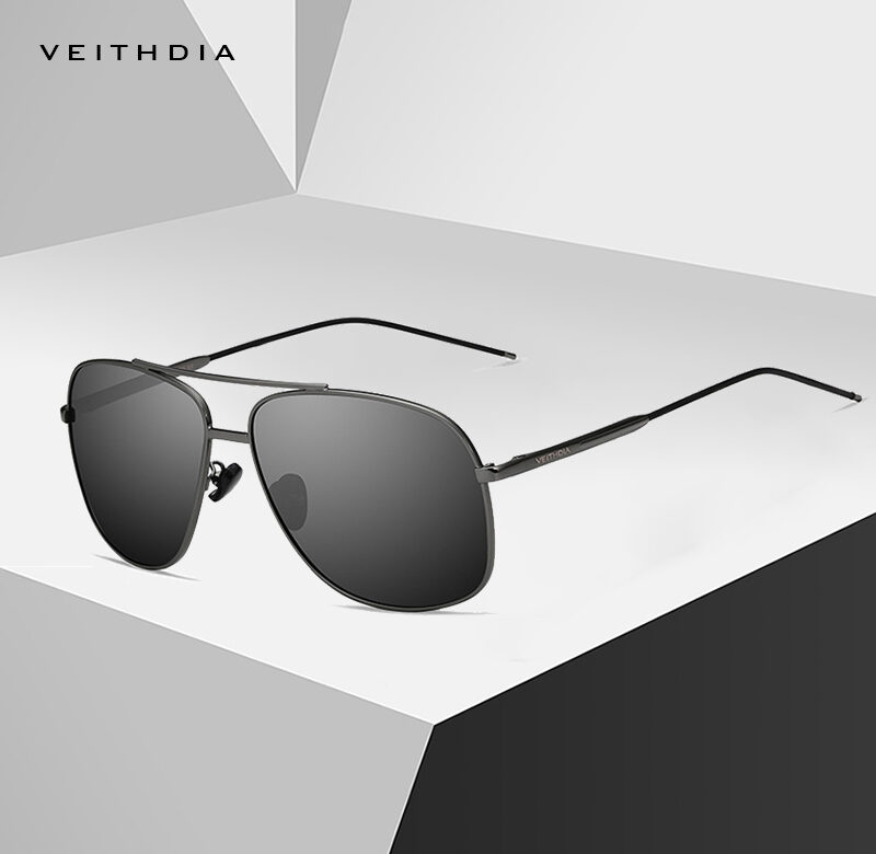 Značka VEITHDIA Designer Vintage sluneční brýle Pánské čtvercové polarizované sluneční brýle Příslušenství k brýlím Pánské sluneční brýle pro muže 2495