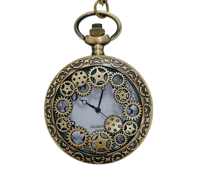 Vintage Mechanical Gear Quartz kapesní hodinky Embossované duté digitální dárkové hodinky Starožitné unisexové kapesní hodinky