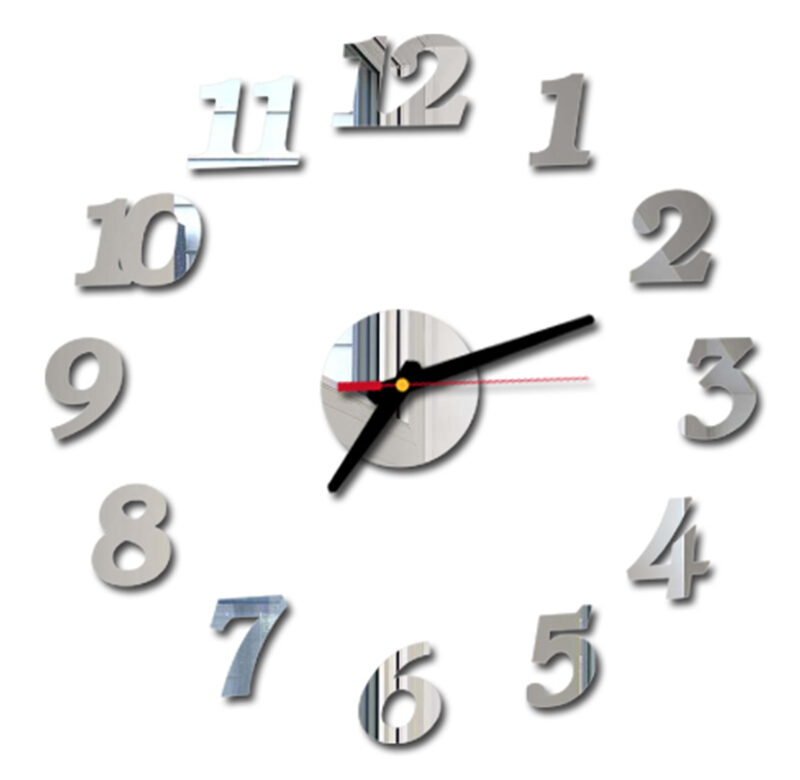 Nástěnné hodiny Bezrámové digitální nástěnné hodiny DIY Akrylové samolepky na zeď Quartz Silent Clock for Home Office Wall Decor Horloge Murale