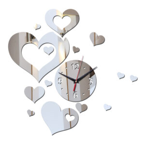 Nástěnné hodiny Akrylátové srdce v moderním stylu Dekorace do obývacího pokoje DIY Jednotvárná jehla Quartz Hodinky Zátiší Samolepky