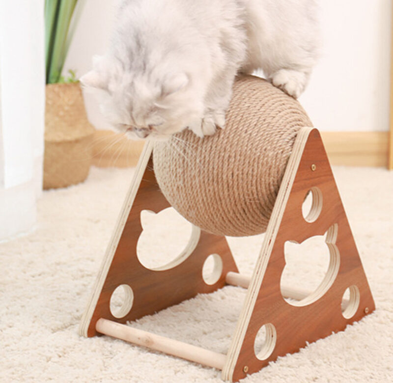 Wood Cat Scratching Ball Durable Sisal Board Scratcher Natural Sisal Cat Toy Scratch for Cat Grinding Sisal Rope Climbing Toys