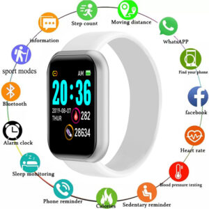 Chytré hodinky Y68 Srdeční frekvence Krevní tlak Monitorování krevního kyslíku Multifunkční připomenutí Monitorování spánku