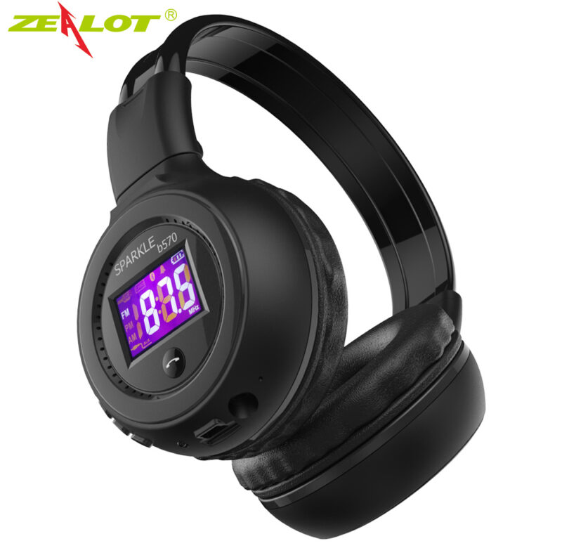 Bezdrátová sluchátka Zealot B570 FM rádio přes ucho Bluetooth stereo sluchátka s mikrofonem pro počítačový telefon, podpora TF karty, AUX