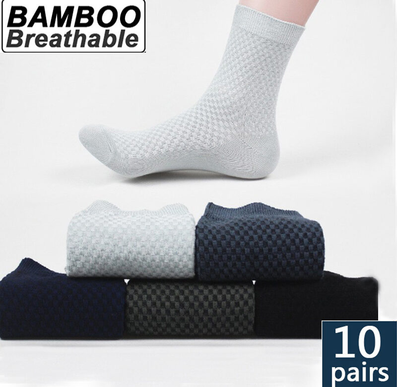 10 Pairs Breathable Business Bamboo Men Socks Durable And Elastic Long Kneel Casual Sweat absorb Male Socks Large size 38-45