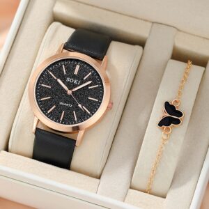 1ks Dámské Business Fashion Neformální kulaté hodinky Quartz Quartz 1ks náramek