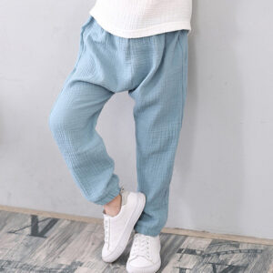 2-7 Yrs Linen Pleated Baby Boys Girls Summer Cotton Harem Baggy Pants Kids Clothes Children Sweatpants Trousers Breathable