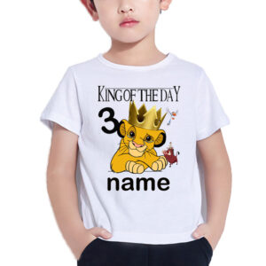 2020 Číslo 1-10 Lví král Chlapecké narozeninové košile Chlapecká košile Simba Dívčí Oblečení Trička s krátkým rukávem na 2–10 let