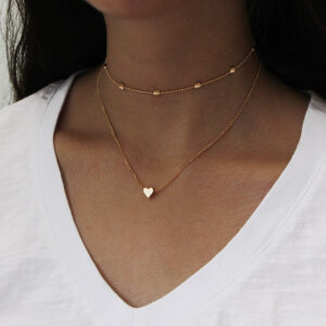 Nový kreativní jednoduchý módní temperament Dámské šperky Roztomilé lásky kulaté korálky Vícevrstvý náhrdelník