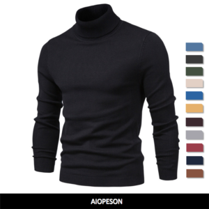 nový zimní pánský rolák ležérní jednobarevný teplý svetr vysoce kvalitní tenký svetr s dlouhým rukávem pánské