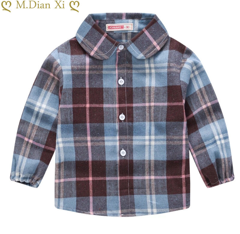 Nové batolecí chlapecké košile s dlouhým rukávem kostkovaná košile pro děti jaro podzim děti oblečení běžné bavlněné košile topy 1-8 let