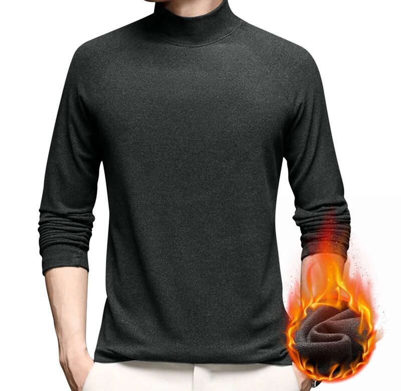 Svetr Teplý pánský poloviční rolák Jednobarevný svetr Móda zhuštění Střední pulovr s dlouhým rukávem