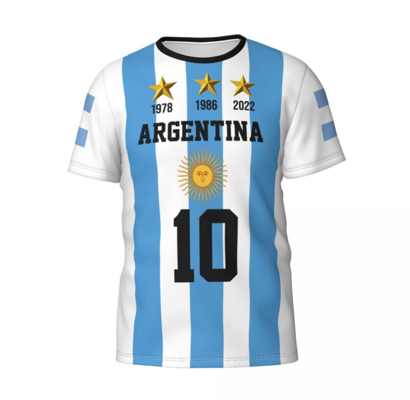 Argentina Číslo 10 topy Tričko Argentina 3 hvězdičky Dres Ženy Muži Trička Streetwear Sportovní oblečení Trička topy