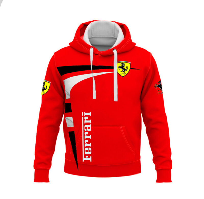 Móda Nové logo Ferrari F1 3D tisk Jarní a letní móda Svetr s kapucí Pánské/Dámské Svetry Svetr Venkovní mikina