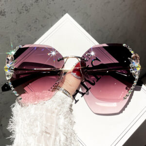 luxusní značkový design Vintage sluneční brýle bez obrouček s drahokamy Dámské Pánské Móda Sluneční brýle Stínidla s gradientními čočkami pro ženy