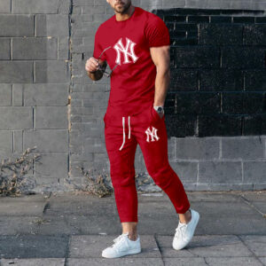 Nový letní pánský oblek Ležérní Pánské tričko + šortky Sportovní oblečení Osobnost značky Móda Červená bunda Trend Kreativní 3D