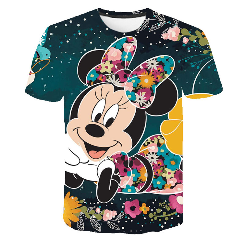 Léto Holčičky Disney Mickey Mouse Minnie Disney Sweet Pretty Girls Krátký rukáv Neformální Pohodlné Roztomilé živé tričko