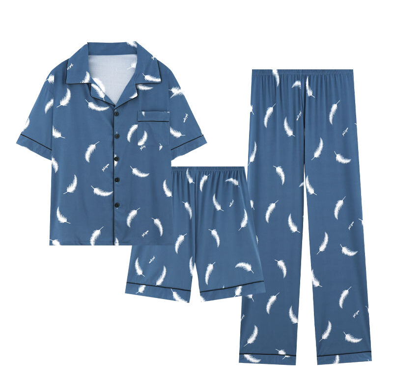 Summer Plus Size Krátký Rukáv Dlouhé Kalhoty Bavlněný potisk Pyžamové soupravy Pro muže Korejský Volný Oblek na spaní Domácí oblečení Domácí oblečení