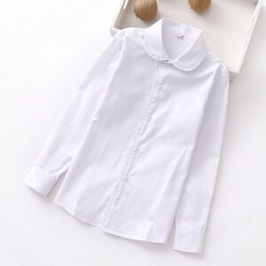 Batole Dospívající Oblečení Školní uniforma Dívčí košile Bílá Dětská košile s dlouhým rukávem a límečkem pro dívky Dětské topy