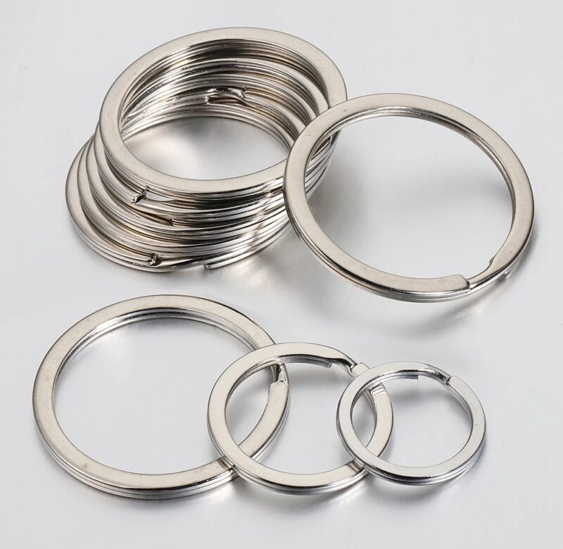 20ks kroužků na klíče z nerezové oceli 20/25/28/30/35 mm kulaté kroužky s plochými čarami kroužek na klíče pro výrobu šperků klíčenky DIY nálezy