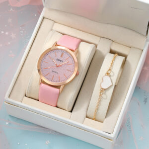 Sada 2 kusů dámských hodinek Dámské módní hodinky Nové jednoduché příležitostné dámské analogové náramkové hodinky dárek（bez krabice）